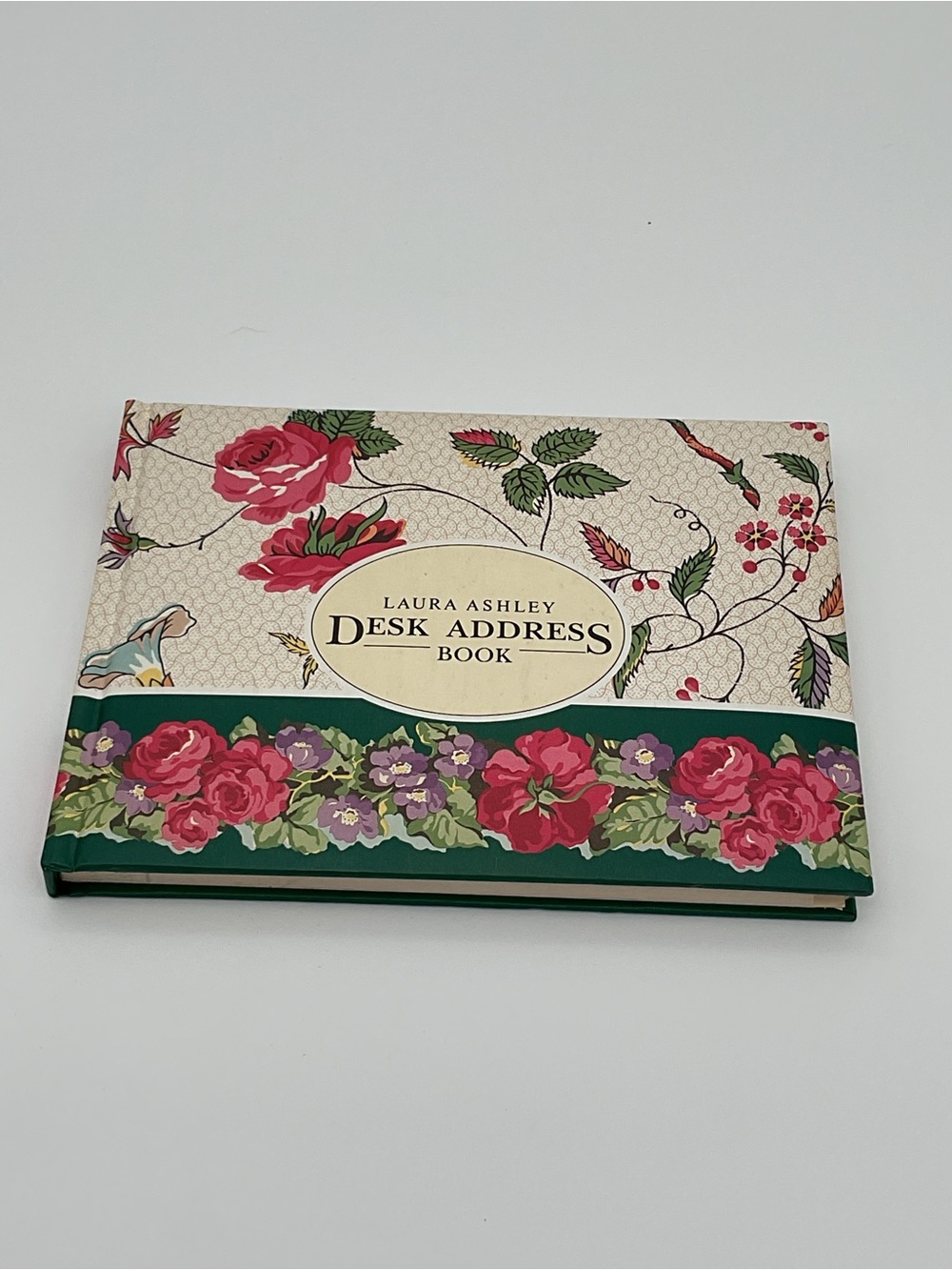 Laura Ashley Floral Desk Address Book - Cream & Green with Pink Roses